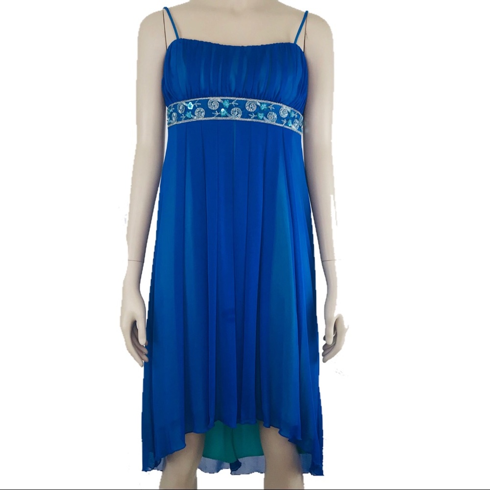 City Triangles Blue Chiffon hi low Dress